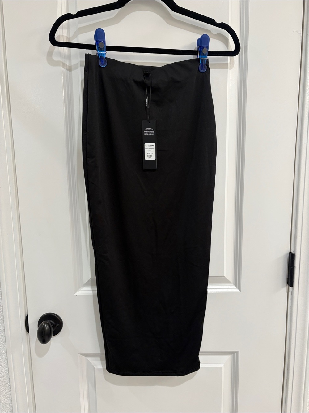 Fashion Nova Black High-Waist Midi Pencil Skirt